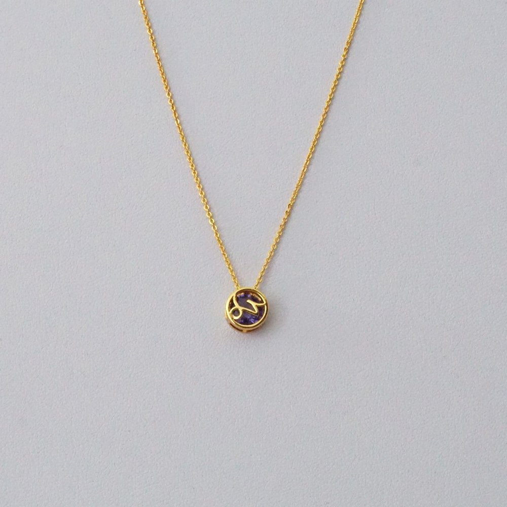 18K Gold-Plated Gem Stone Zodiac sign Necklace